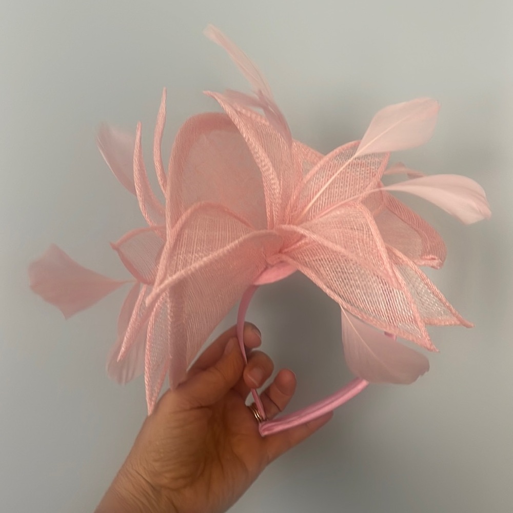 Blush fascinator bought new at Von Maur, Louisville KY